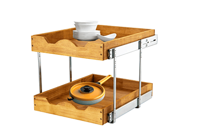 2 Tier Wood Pull Out Cabinet Organizer (17" W x 18" D)